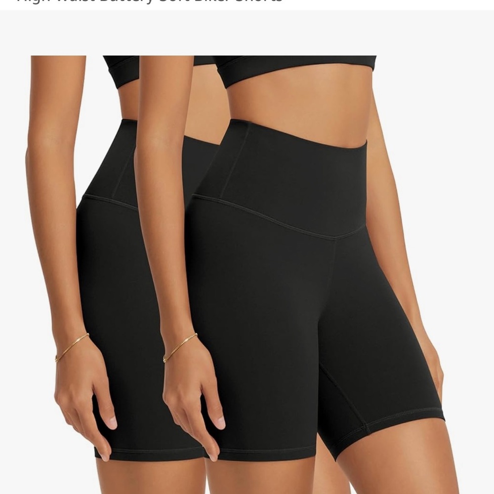 2-Pack High-Waisted 6” Black Women's Biker Shorts